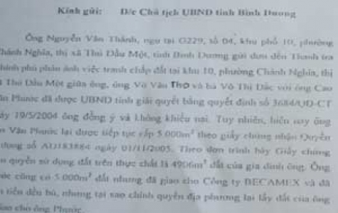 Xung quanh khiếu nại của ông Nguyễn Văn Thành (phường Chánh Nghĩa, TX.TDM): Sự việc có dấu hiệu oan sai!?