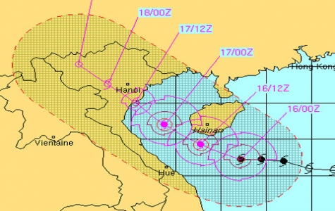 Bão Conson nhắm thẳng đồng bằng Bắc bộ