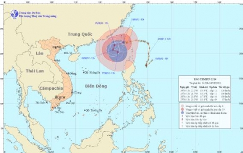 Bão Tembin giật cấp 14 đã đổ bộ vào Biển Đông