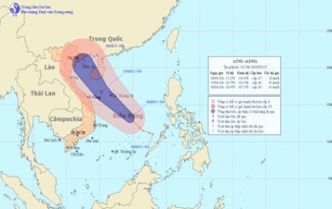 Áp thấp nhiệt đới cách quần đảo Hoàng Sa 500km