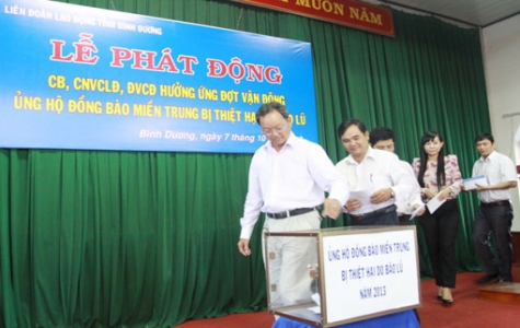 Liên đoàn Lao động tỉnh phát động ủng hộ đồng bào miền Trung lũ lụt