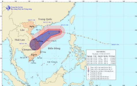 Bão số 12 mạnh cấp 12-13 di chuyển thêm hàng trăm km