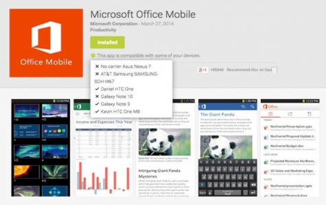 Cài đặt Microsoft Office Mobile cho tablet Android không hỗ trợ