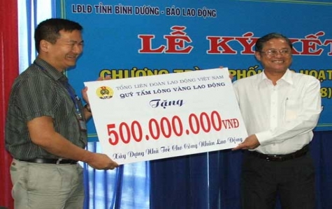 Liên đoàn lao động tỉnh: Tiếp nhận 1,2 tỷ đồng xây dựng nhà trẻ cho con công nhân lao động