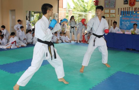 Câu lạc bộ Karatedo Mỹ Phước (Bến Cát): Tổ chức thi nâng đai cho các võ sinh