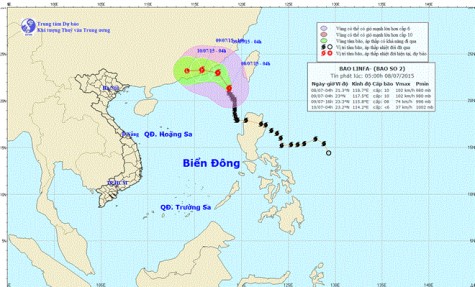 Cập nhật hướng di chuyển của cơn bão số 2 trong 24 giờ tới