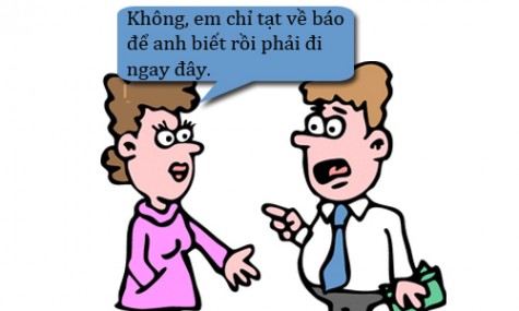 Em chỉ về nhà báo tin