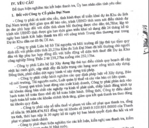 Cái nhìn toàn cảnh xung quanh kết luận thanh tra của UBND tỉnh Bình Dương đối với Công ty Cổ phần Đại Nam