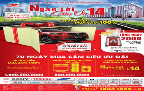 Thiên Hòa tri ân khách hàng nhân sự kiện 14 năm thành lập: Cơ hội sở hữu xe ô tô Mazda và hoàn tiền mua sắm