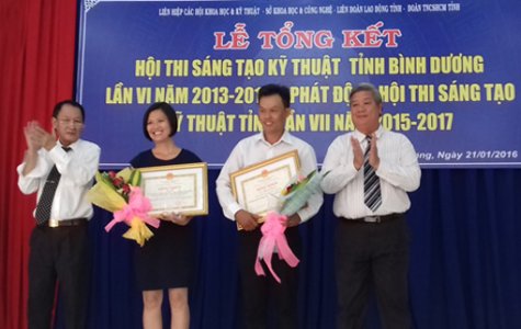 Hội thi Sáng tạo Kỹ thuật tỉnh Bình Dương lần VI năm 2013-2015: 30 tác giả và nhóm tác giả được khen thưởng