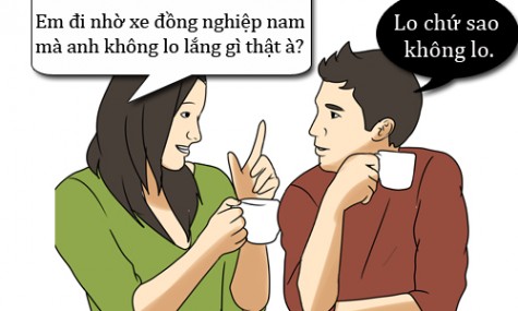 Lo lắng khi vợ đi nhờ đồng nghiệp