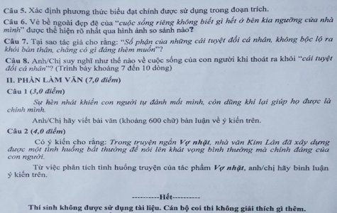 Đề thi và gợi ý môn Văn kỳ thi THPT quốc gia