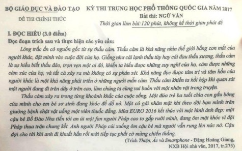 Bài giải gợi ý đề văn THPT Quốc gia 2017