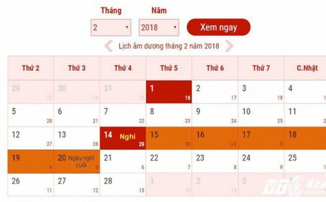 Chính thức có lịch nghỉ Tết Nguyên đán 2018