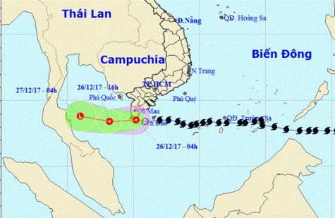 Bão số 16 suy yếu thành áp thấp nhiệt đới, Nam Bộ có mưa vừa và mưa to