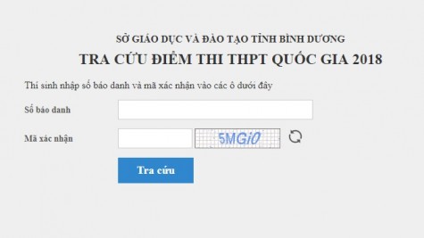 Sở Giáo dục-Đào tạo Bình Dương công bố điểm thi THPT quốc gia năm 2018