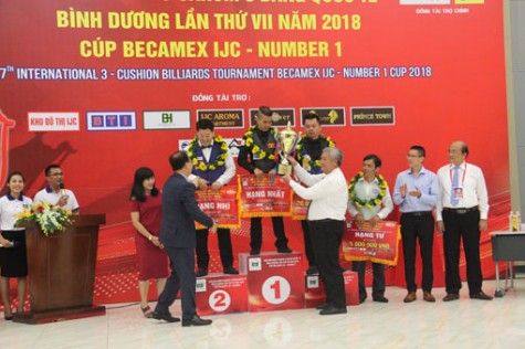 Kết thúc giải Billiards Carom 3 băng quốc tế Bình Dương 2018: Trần Quyết Chiến vô địch thuyết phục