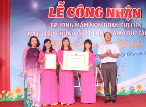 Trường mầm non Đoàn Thị Liên được công nhận đạt chuẩn chất lượng giáo dục cấp độ 3