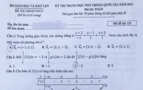 Đề và đáp án môn Toán thi THPT quốc gia