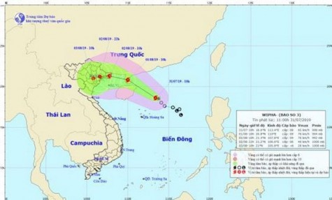 Bão số 3 di chuyển theo hướng Tây Tây Bắc, có khả năng mạnh thêm