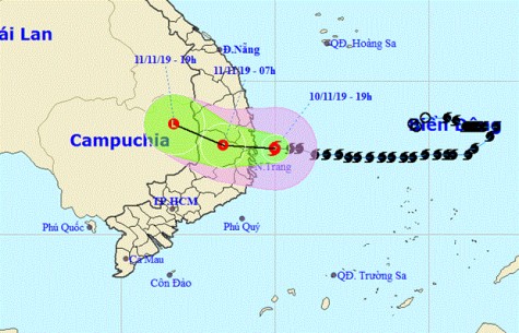 Bão số 6 suy yếu sau khi vào vùng biển các tỉnh Bình Định-Khánh Hòa