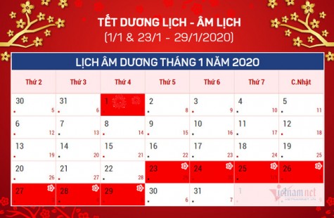 Công chức, viên chức, NLĐ được nghỉ 14 ngày vào các dịp lễ, Tết trong năm 2020