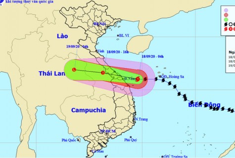 Bão số 5 đổ bộ vào đất liền Quảng Bình-Quảng Nam trong trưa nay