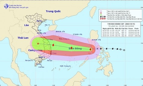 Bão số 9 vào Biển Đông với sức gió mạnh cấp 12, giật cấp 15