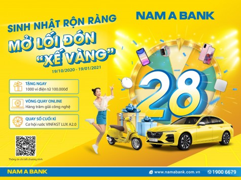 Rước "xế vàng" cùng ngàn ưu đãi mừng sinh nhật Nam A Bank