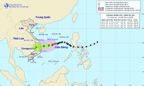 Bão số 10 thành áp thấp nhiệt đới, đi vào Quảng Ngãi đến Khánh Hòa