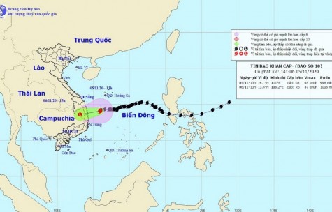 Bão số 10 gây mưa lớn tại khu vực miền Trung và Tây Nguyên