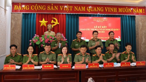 Công an TX.Bến Cát ký kết giao ước thi đua “Vì an ninh Tổ quốc”