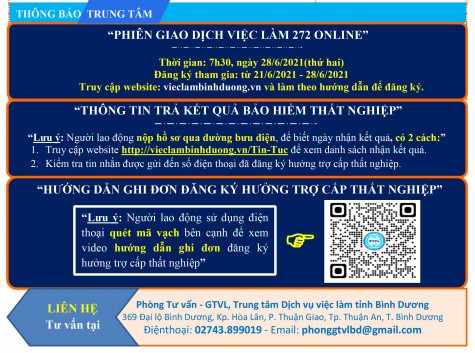 Trung tâm Dịch vụ việc làm tỉnh Bình Dương thông báo