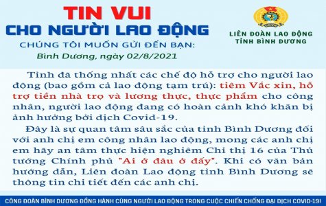 Bình Dương: Thống nhất các chế độ hỗ trợ cho người lao động bị ảnh hưởng bởi Covid - 19