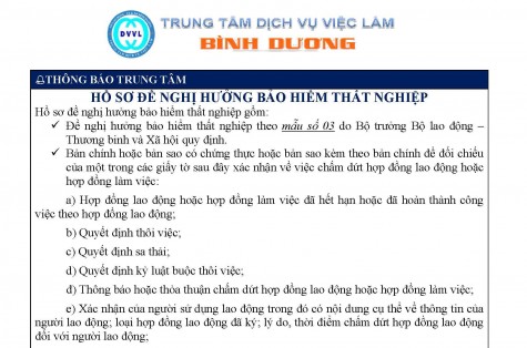 Trung tâm Dịch vụ việc làm tỉnh Bình Dương thông báo