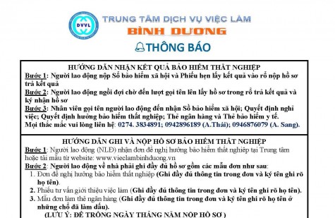 Trung tâm Dịch vụ việc làm tỉnh Bình Dương thông báo