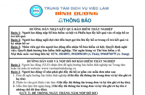 Trung tâm Dịch vụ việc làm tỉnh Bình Dương thông báo