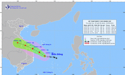 Áp thấp nhiệt đới cách Phú Yên, Bình Định 330-340 km, gió giật cấp 9