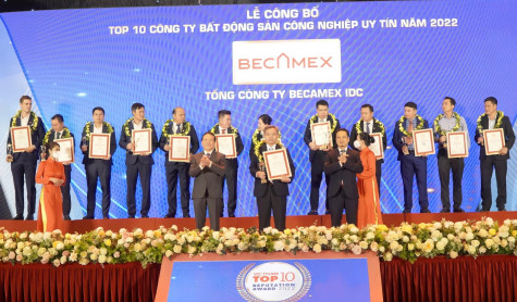 Becamex IDC liên tiếp 2 năm đạt danh hiệu Công ty bất động sản công nghiệp uy tín nhất Việt Nam