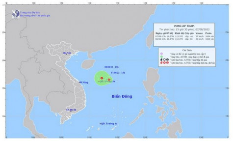 Ngày 8/8, vùng áp thấp có khả năng mạnh lên thành áp thấp nhiệt đới
