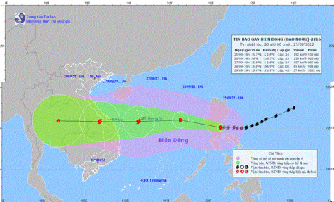 Bão Noru di chuyển nhanh, sẽ vào khu vực Biển Đông từ đêm 25-9