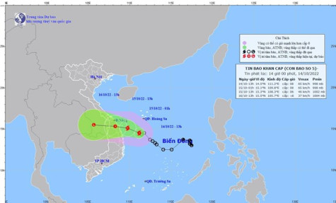 Áp thấp nhiệt đới mạnh lên thành bão số 5, có tên quốc tế Sonca