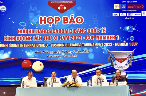 Họp báo Giải Billiards Carom 3 băng Quốc tế Bình Dương năm 2023 Cúp Number 1