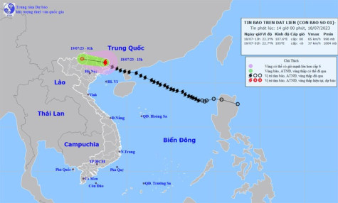 Bão số 1 vào đất liền Trung Quốc và suy yếu dần