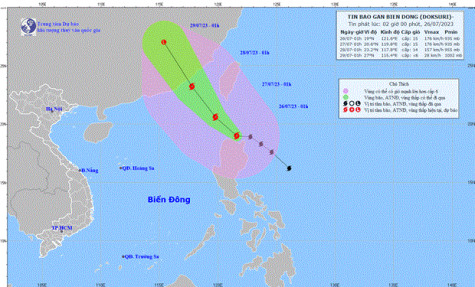 Bão Doksuri di chuyển theo hướng Tây Bắc, giật trên cấp 17