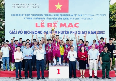 Bế mạc Giải Bóng đá vô địch huyện Phú Giáo năm 2023: Xã Tân Long giành chức vô địch