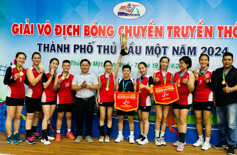 Giải bóng chuyền TP.Thủ Dầu Một: Đội nam phường Phú Lợi, nữ phường Phú Thọ vô địch