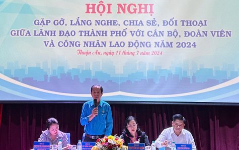 Lãnh đạo TP.Thuận An đối thoại với công nhân lao động