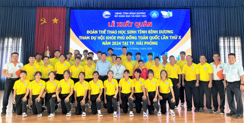 Đoàn thể thao học sinh Bình Dương xuất quân dự Hội khỏe Phù Đổng năm 2024