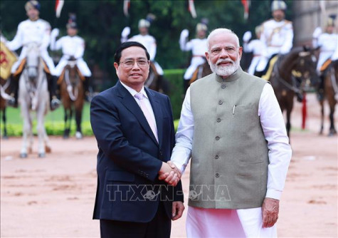 Thủ tướng Ấn Độ Narendra Modi chủ trì lễ đón Thủ tướng Phạm Minh Chính